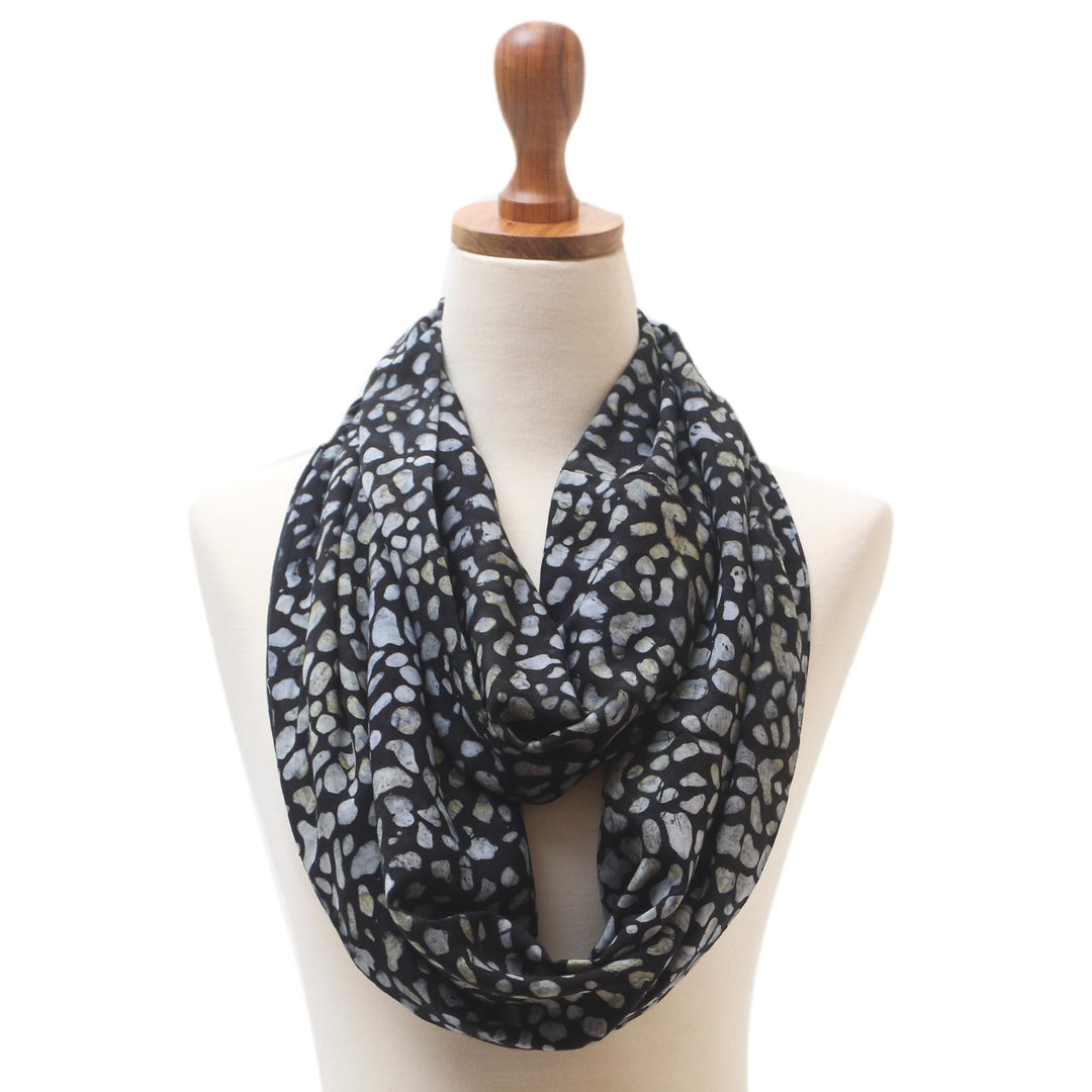 Hand-Stamped Rayon Infinity Scarf - Pebbled Beach