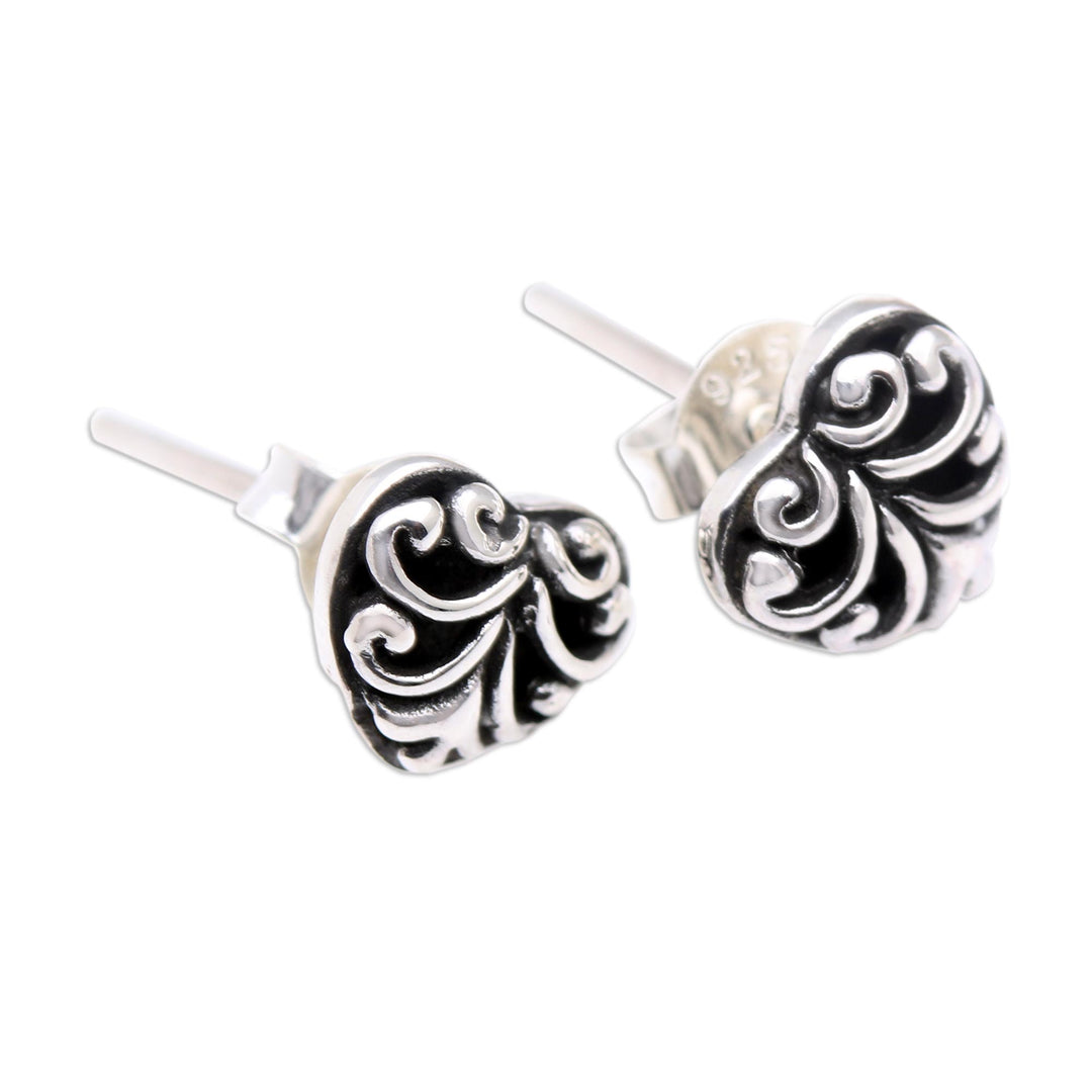 Sterling Silver Heart-Motif Stud Earrings - Worthy of Love