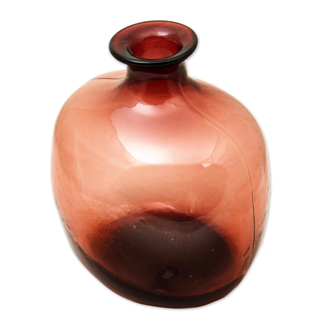Decorative Narrow Necked Translucent Red Blown Glass Vase - Cinnabar Red Bottle