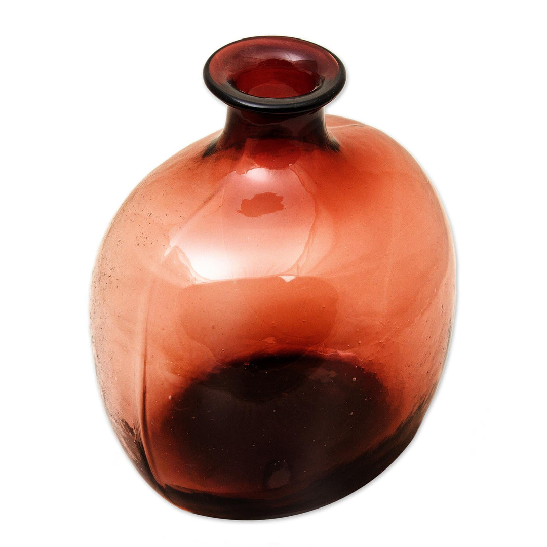 Decorative Narrow Necked Translucent Red Blown Glass Vase - Cinnabar Red Bottle