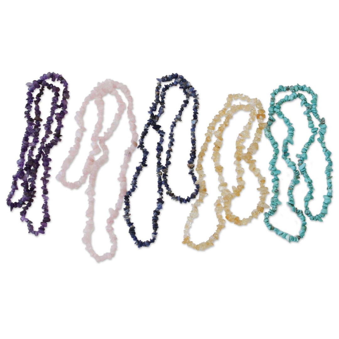 Gemstone Beaded Necklaces (Set of 5) from Brazil - Five Graces