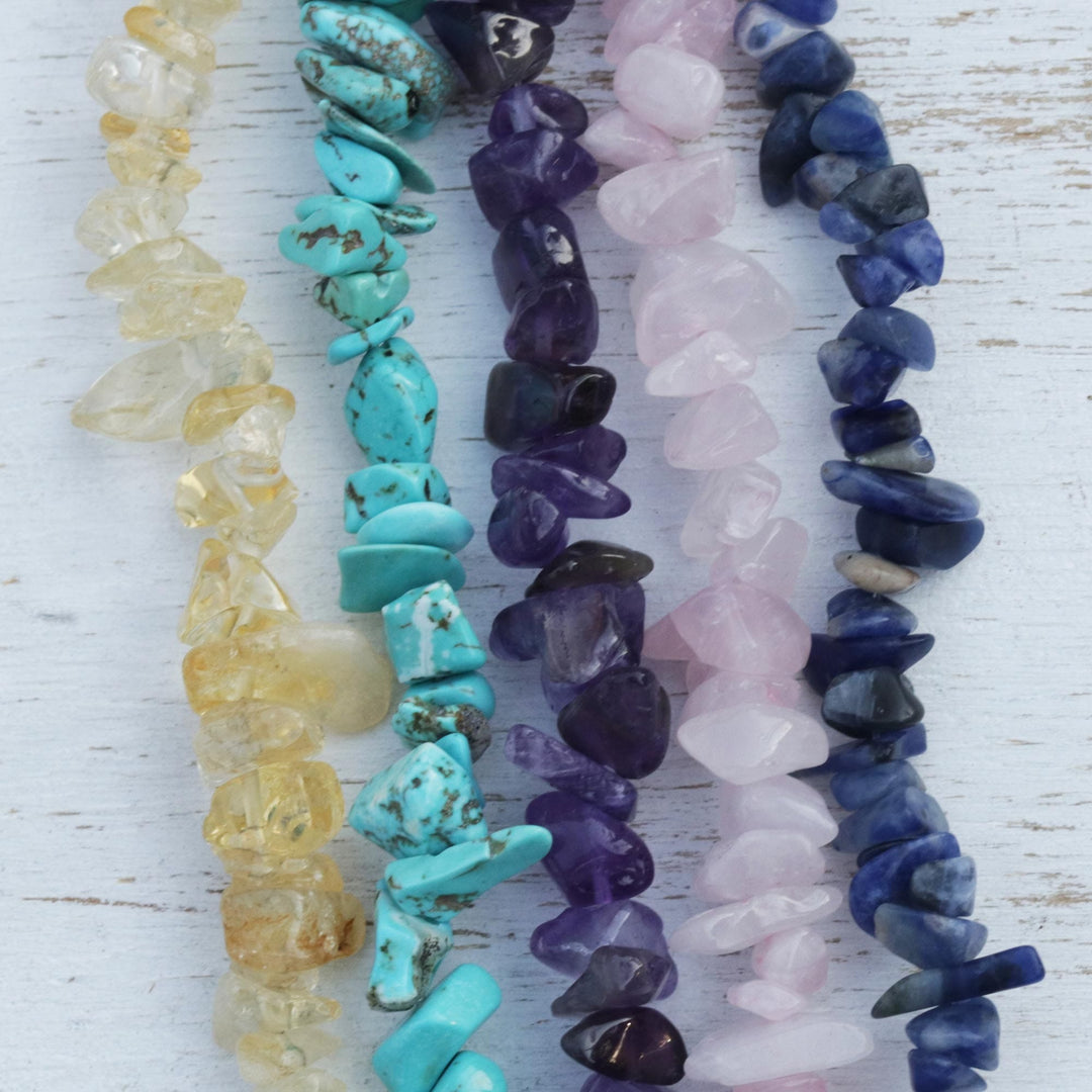Gemstone Beaded Necklaces (Set of 5) from Brazil - Five Graces