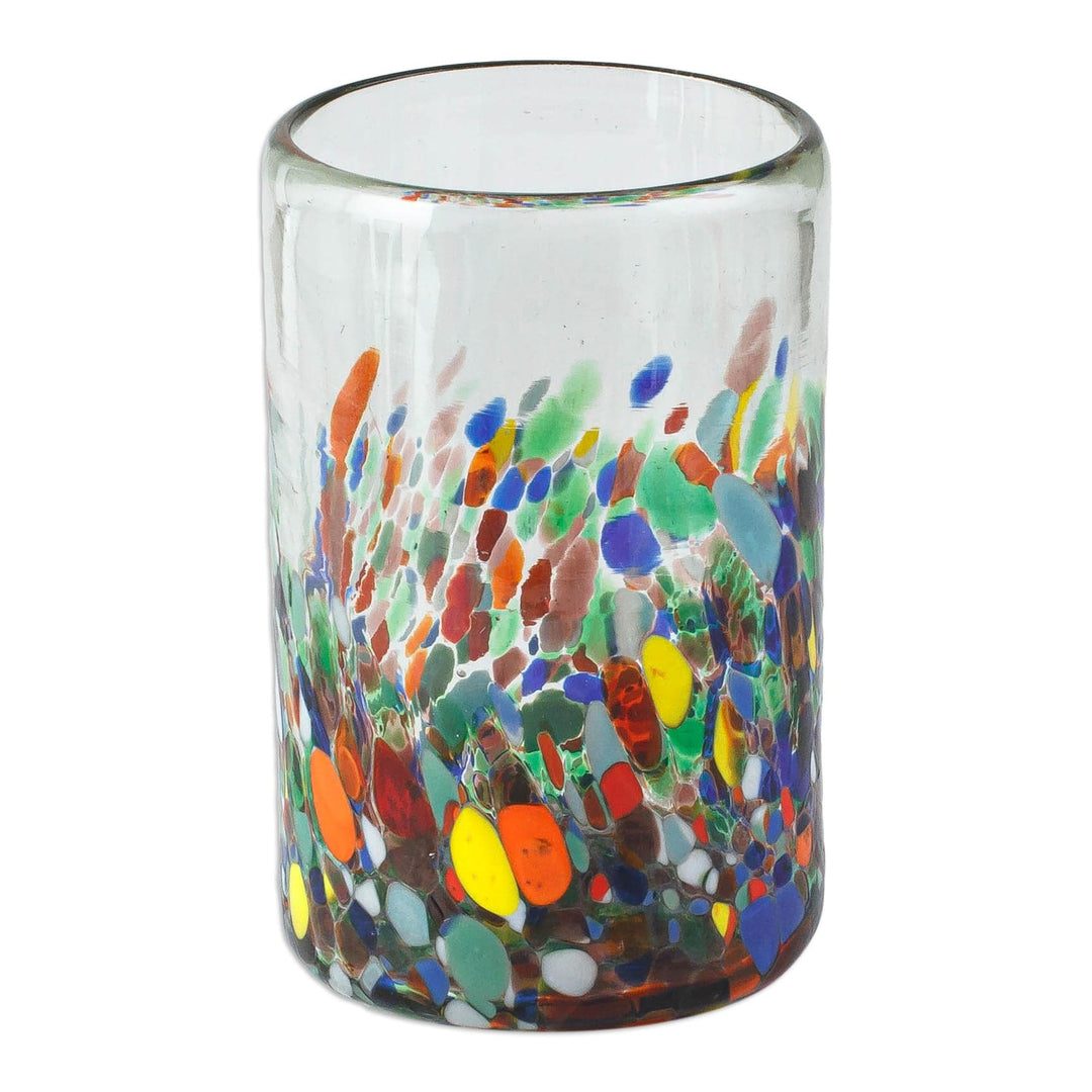 Multicolored Spotted Glass Tumblers from Mexico (Set of 6) - Tonala Garden