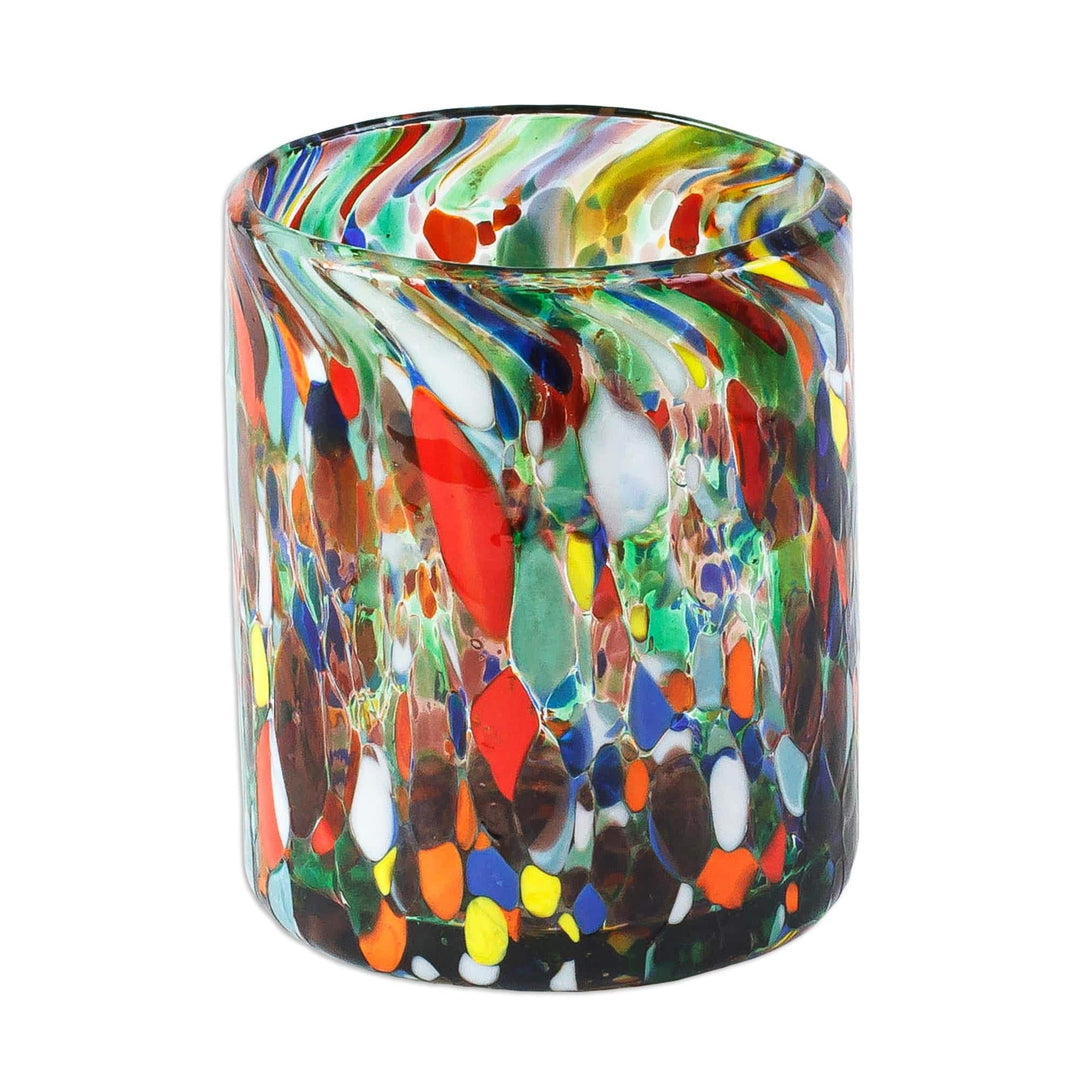 Hand Blown Rocks Glasses with Multicolored Dots (Set of 6) - Mod Spots