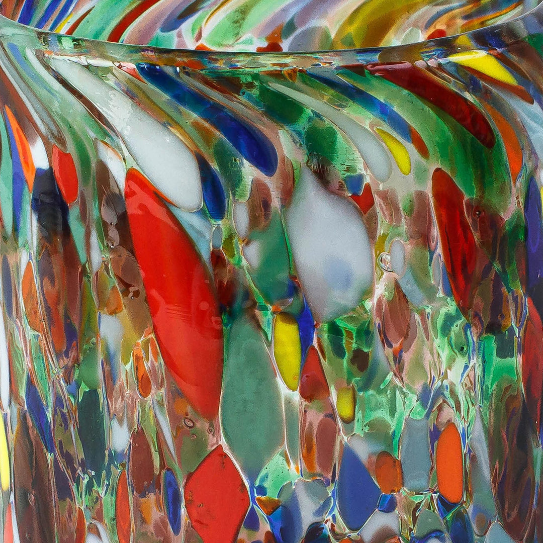 Hand Blown Rocks Glasses with Multicolored Dots (Set of 6) - Mod Spots
