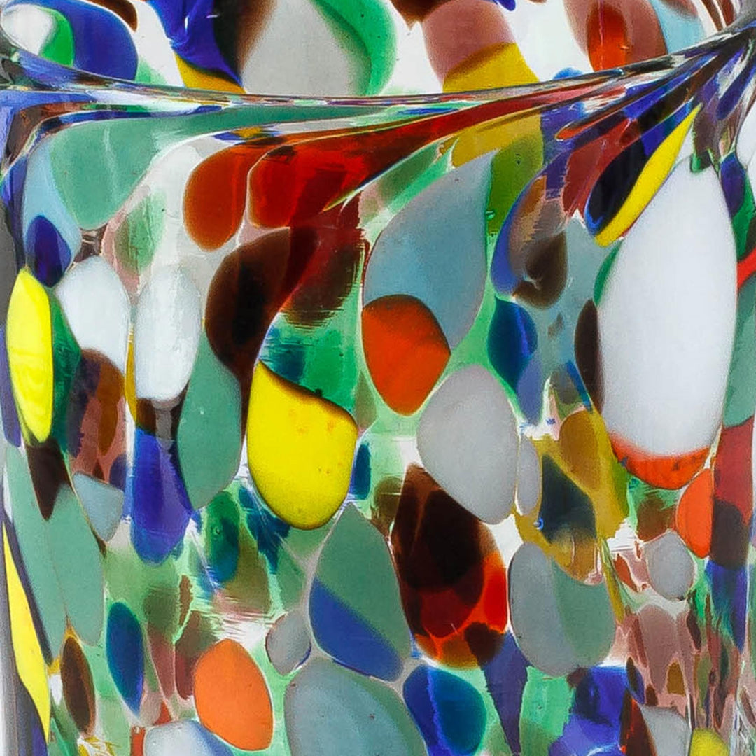 Multicolored Spotted Glass Tumblers from Mexico (Set of 6) - Large Mod Spots