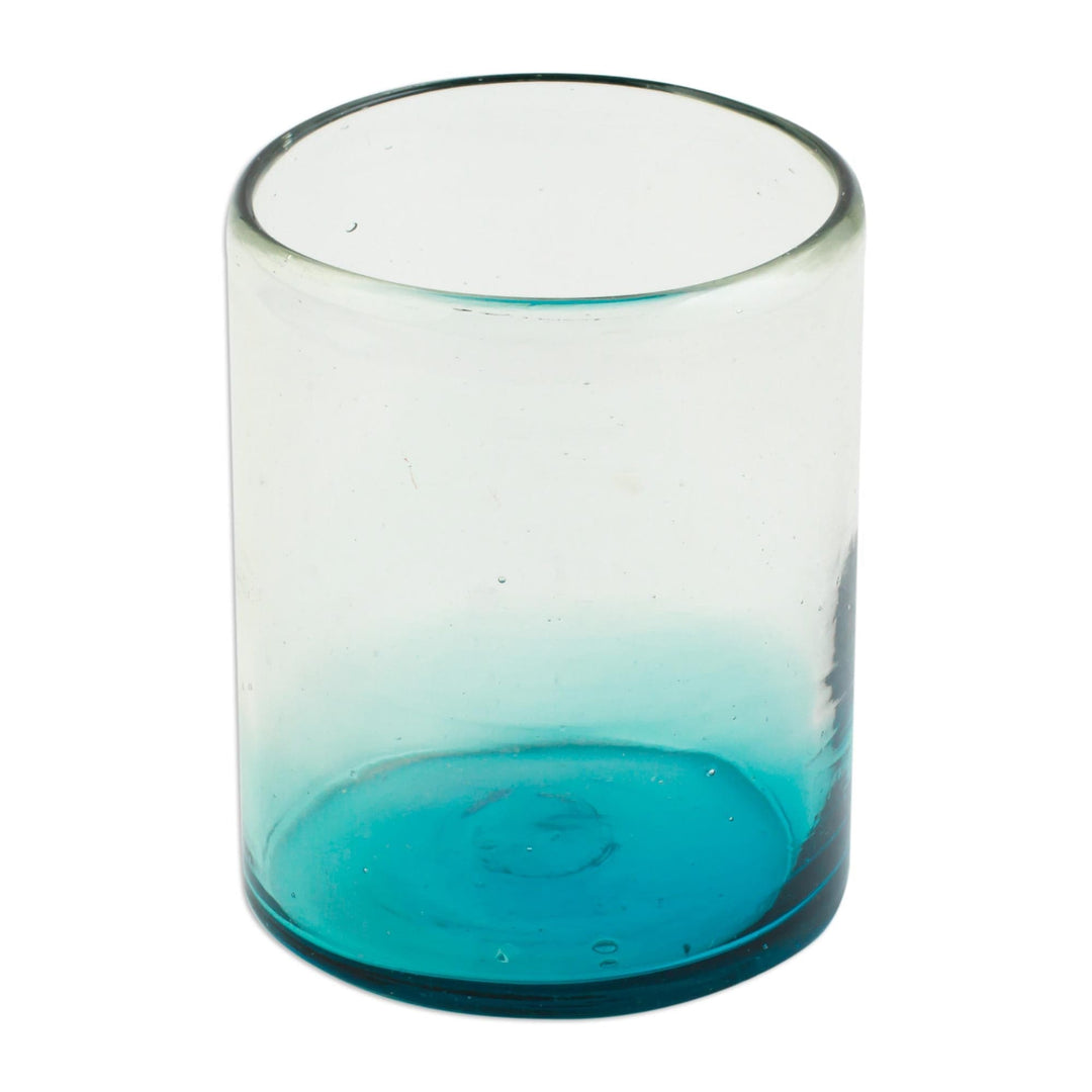 Turquoise Blue Rocks Glasses from Mexico (Set of 6) - Cooling Aquamarine