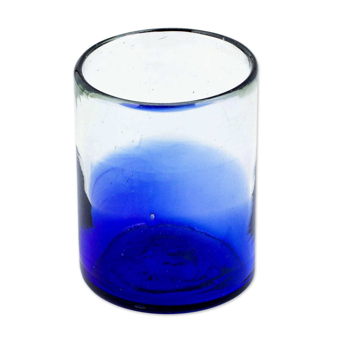 Eco-Friendly Handblown Ombre Blue Juice Glasses (Set of 6) - Jalisco Blue