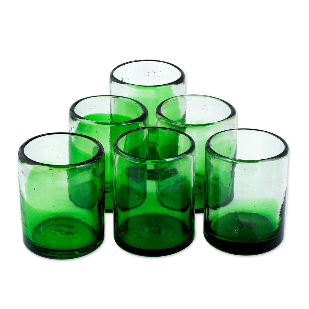 Ombre Green Handblown Juice Glasses (Set of 6) - Jalisco Green