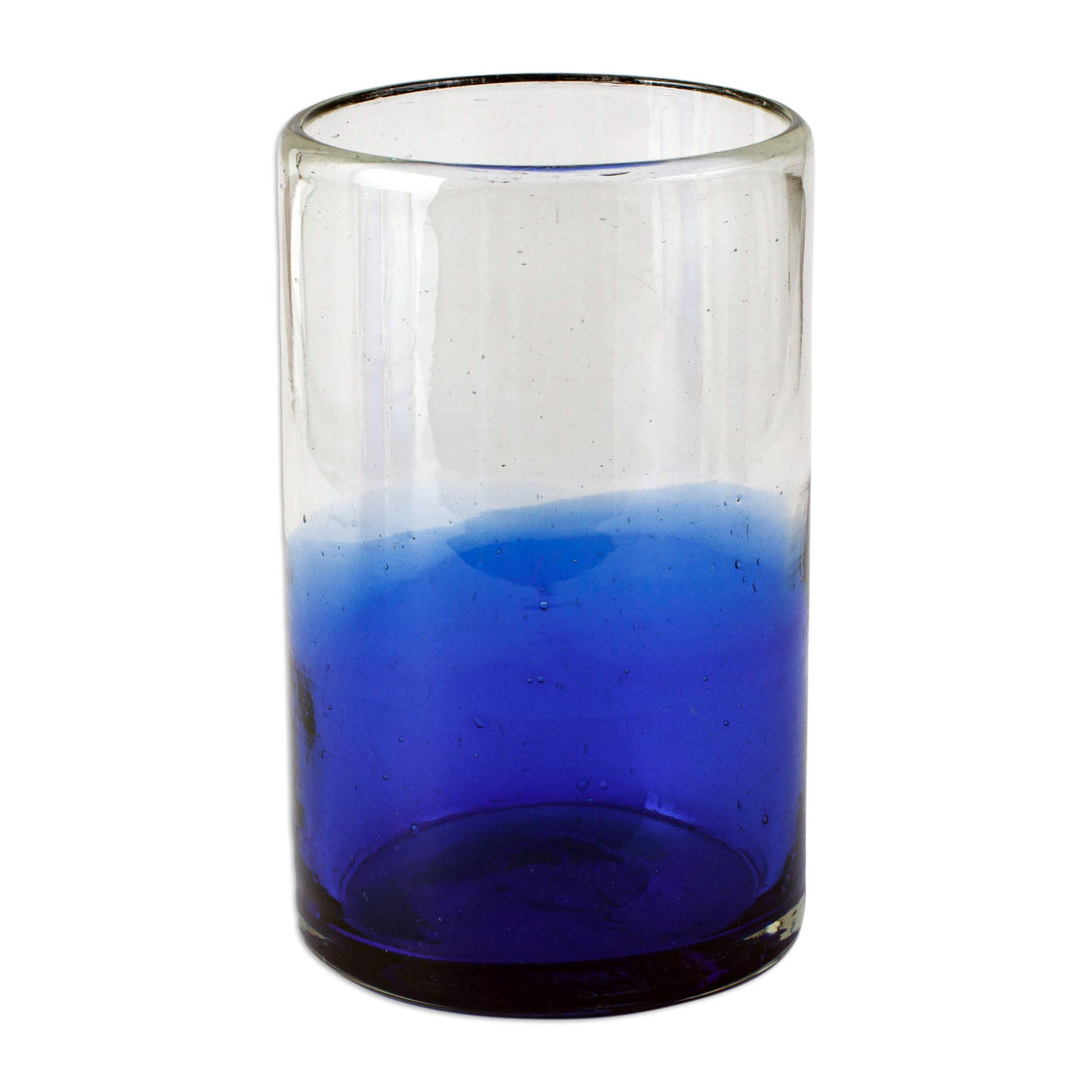Cobalt Blue Recycled Glass Tumblers from Mexico (Set of 6) - Cobalt Fade