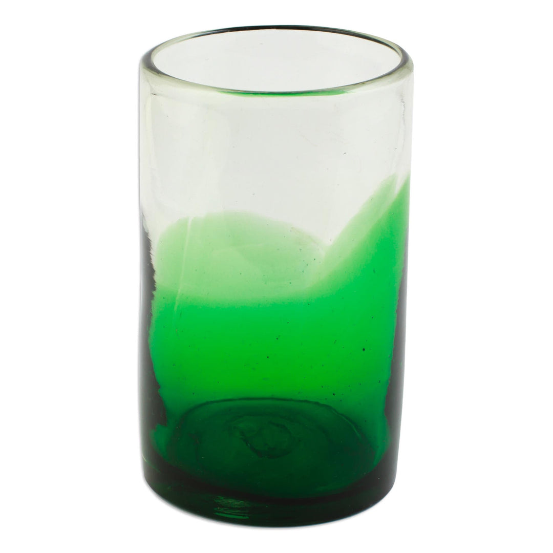Green-Tinged Recycled Glass Tumblers from Mexico (Set of 6) - Emerald Luck