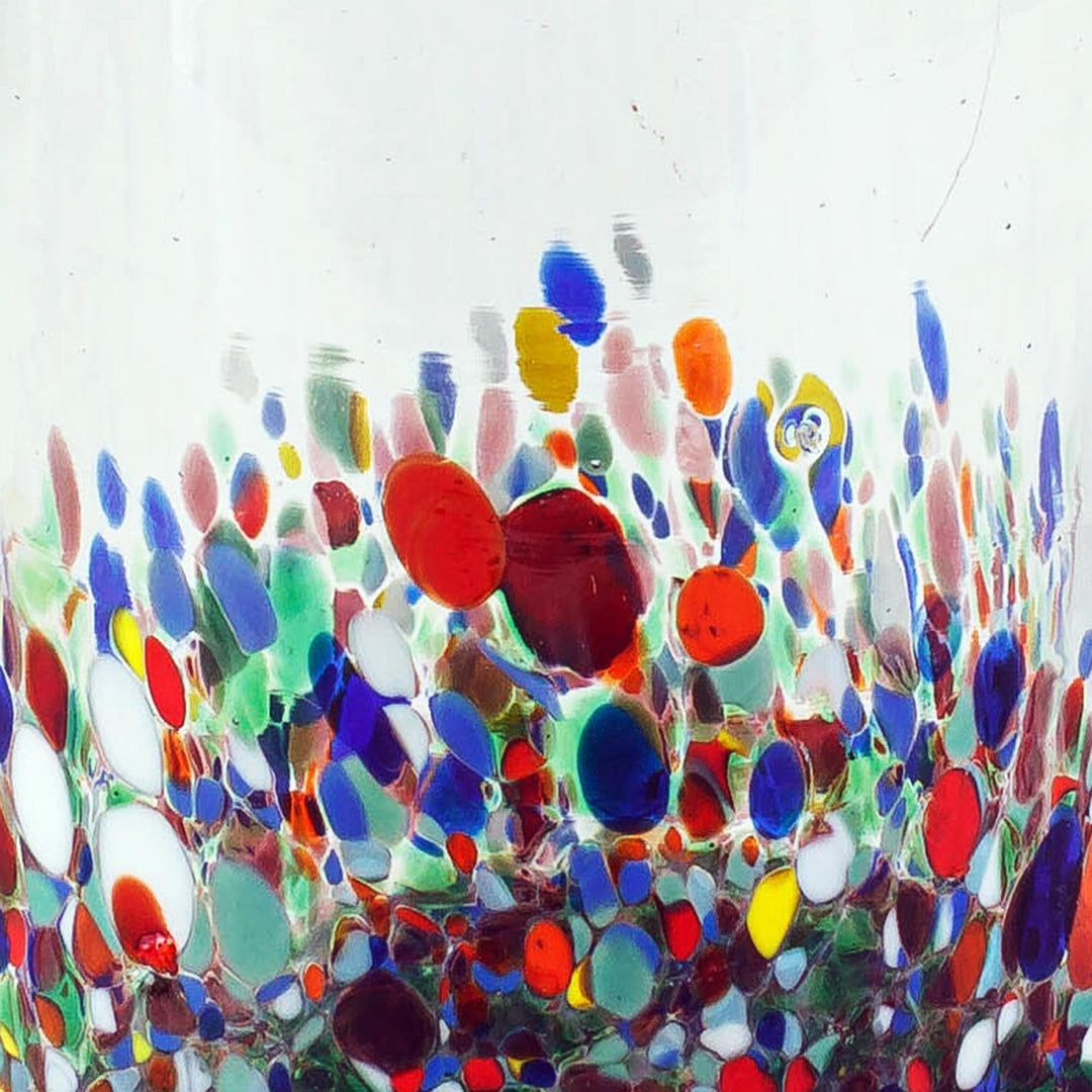 Recycled Multicolored Juice Glasses from Mexico (Set of 6) - Tonala Flowers