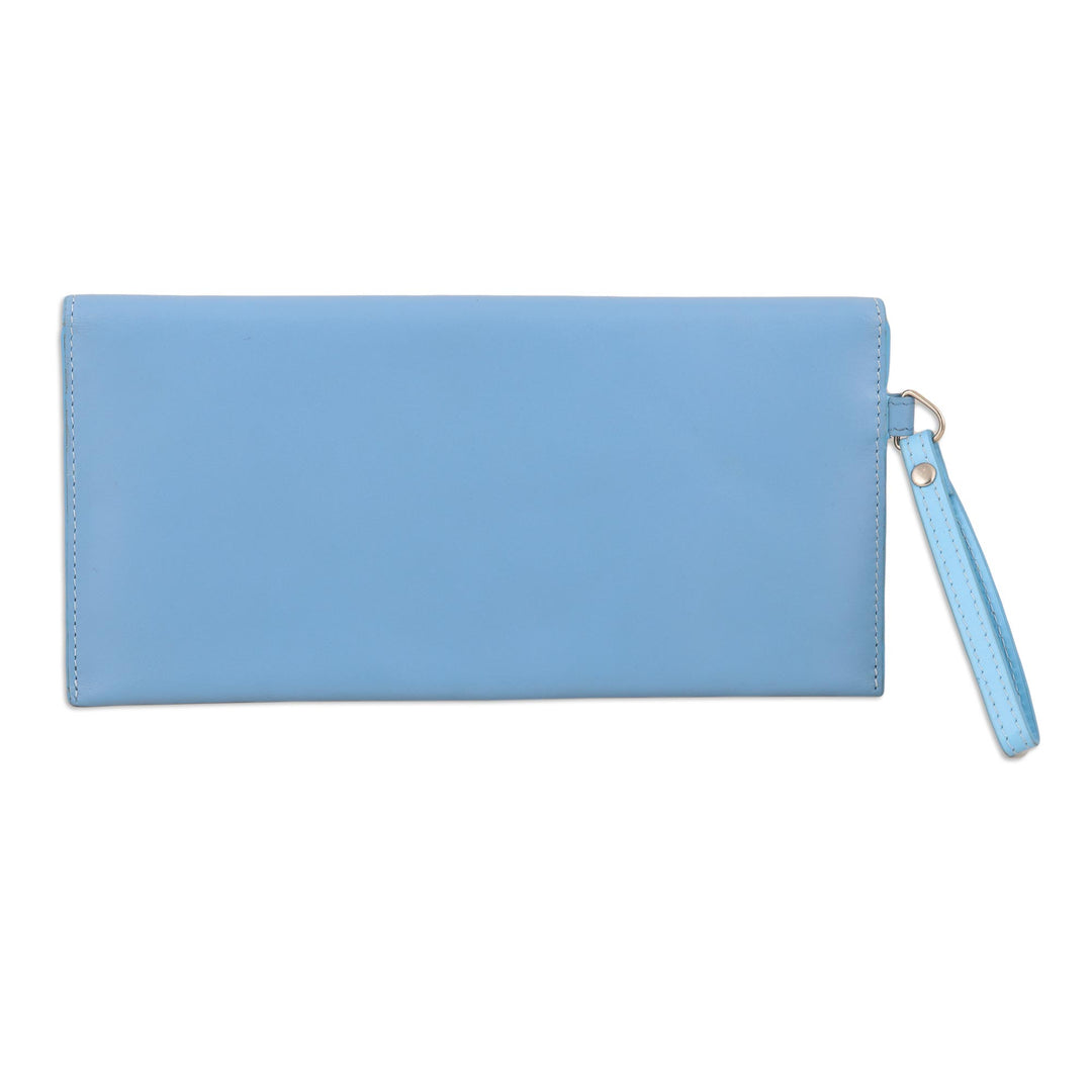 Artisan Crafted Blue Leather Wristlet - Cotton Candy in Blue