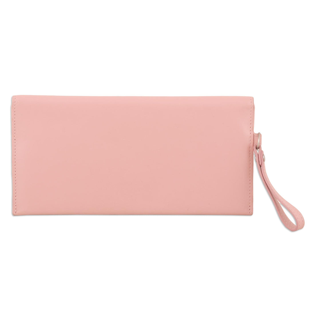 Hand Crafted Pink Leather Wristlet - Cotton Candy in Pink