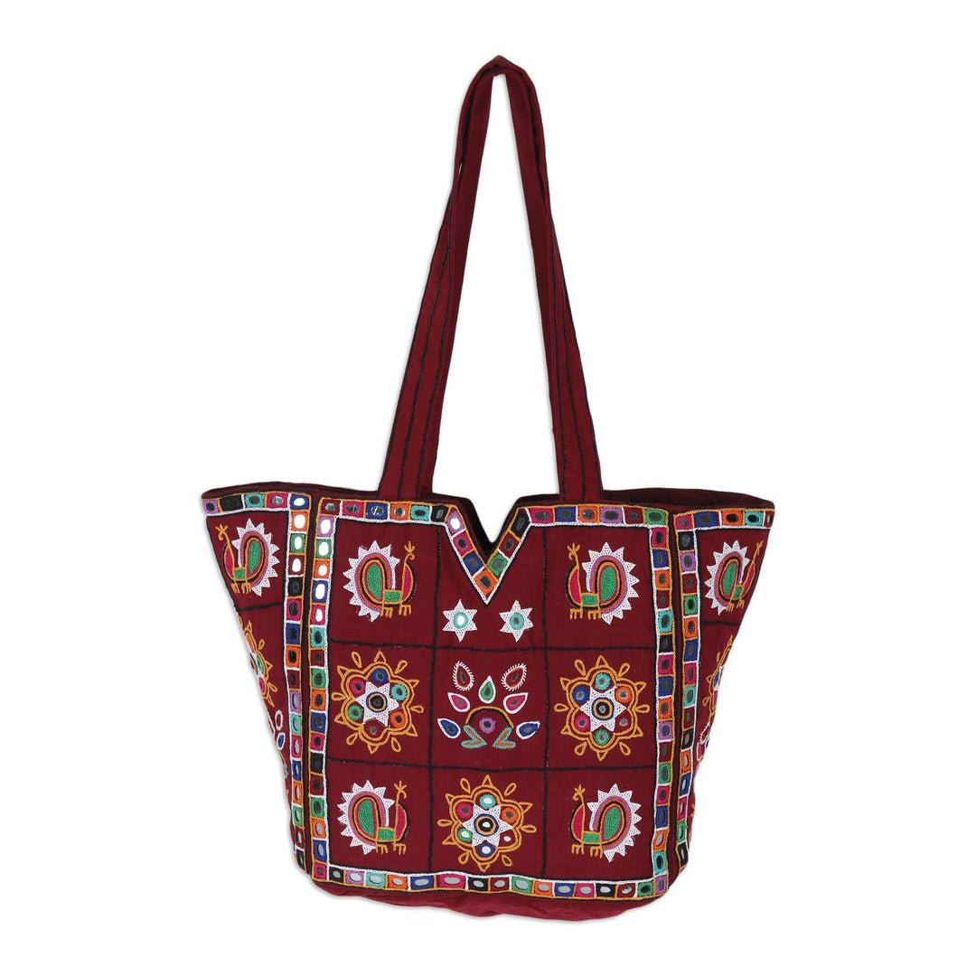 Artisan Crafted Embroidered Indian Shoulder Bag - Gujarat Celebrations