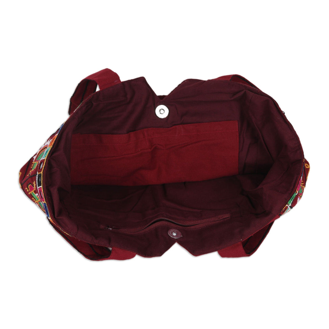 Artisan Crafted Embroidered Indian Shoulder Bag - Gujarat Celebrations