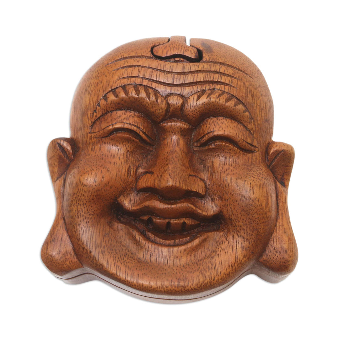 Hand Made Suar Wood Puzzle Box - Laughing Buddha