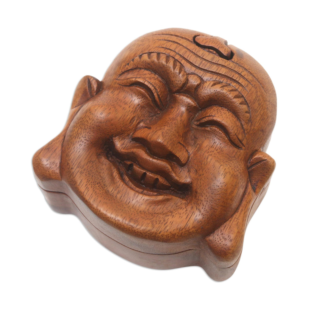 Hand Made Suar Wood Puzzle Box - Laughing Buddha