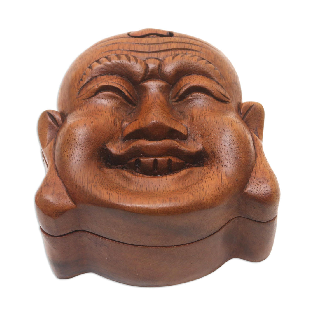Hand Made Suar Wood Puzzle Box - Laughing Buddha