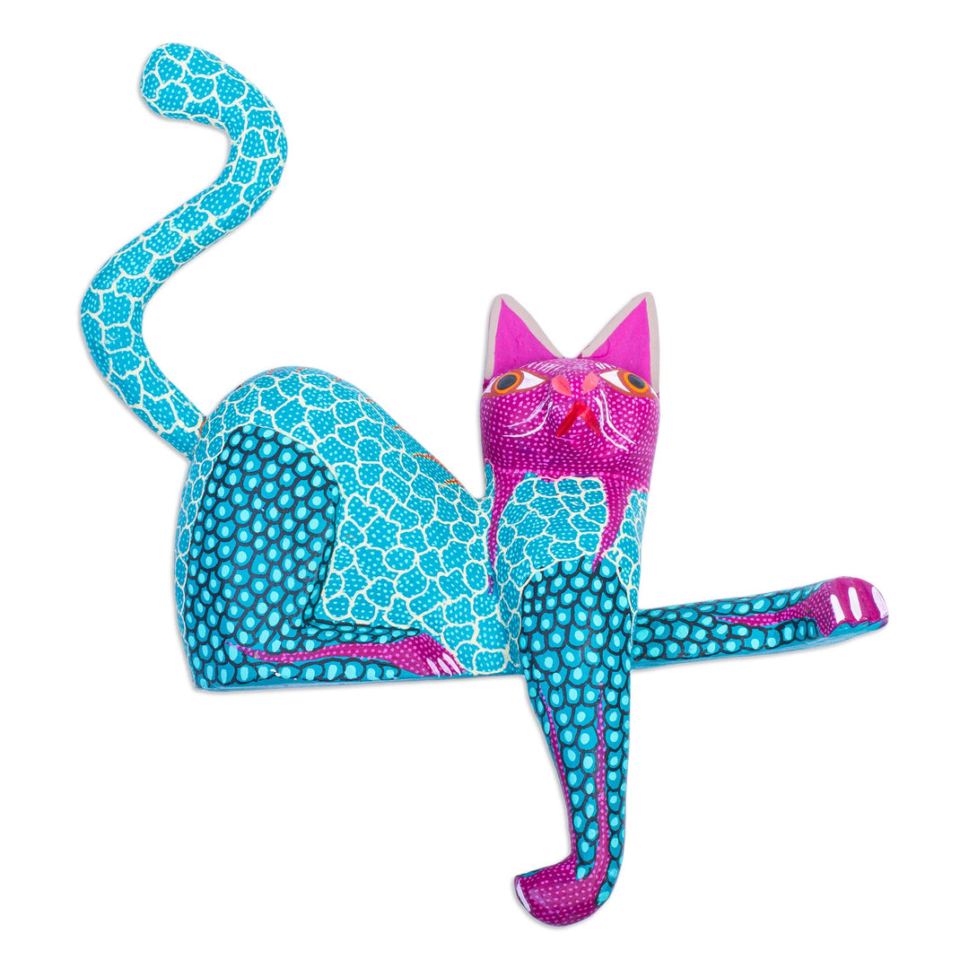 Copal Wood Oaxaca Alebrije Cat in Multiple Bright Colors - My Domain