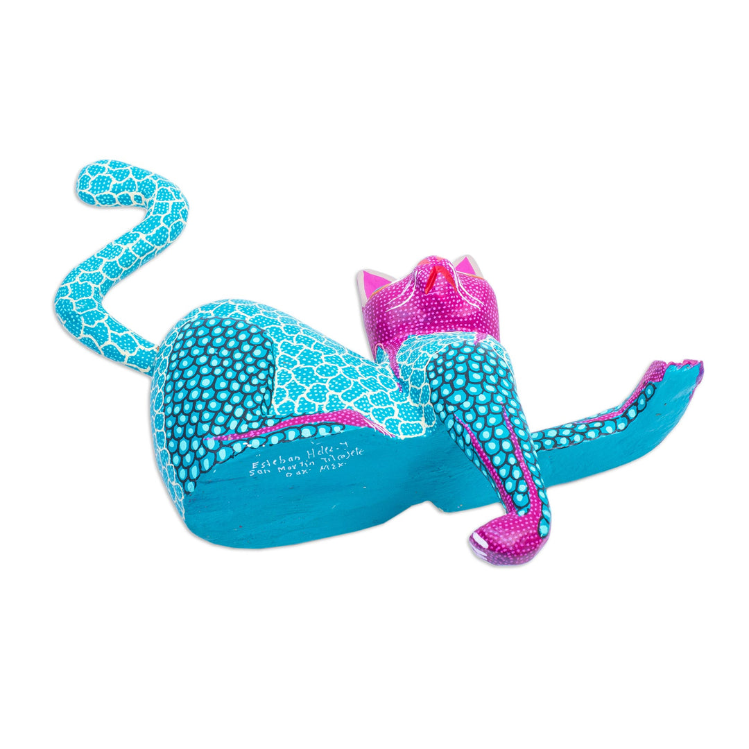 Copal Wood Oaxaca Alebrije Cat in Multiple Bright Colors - My Domain