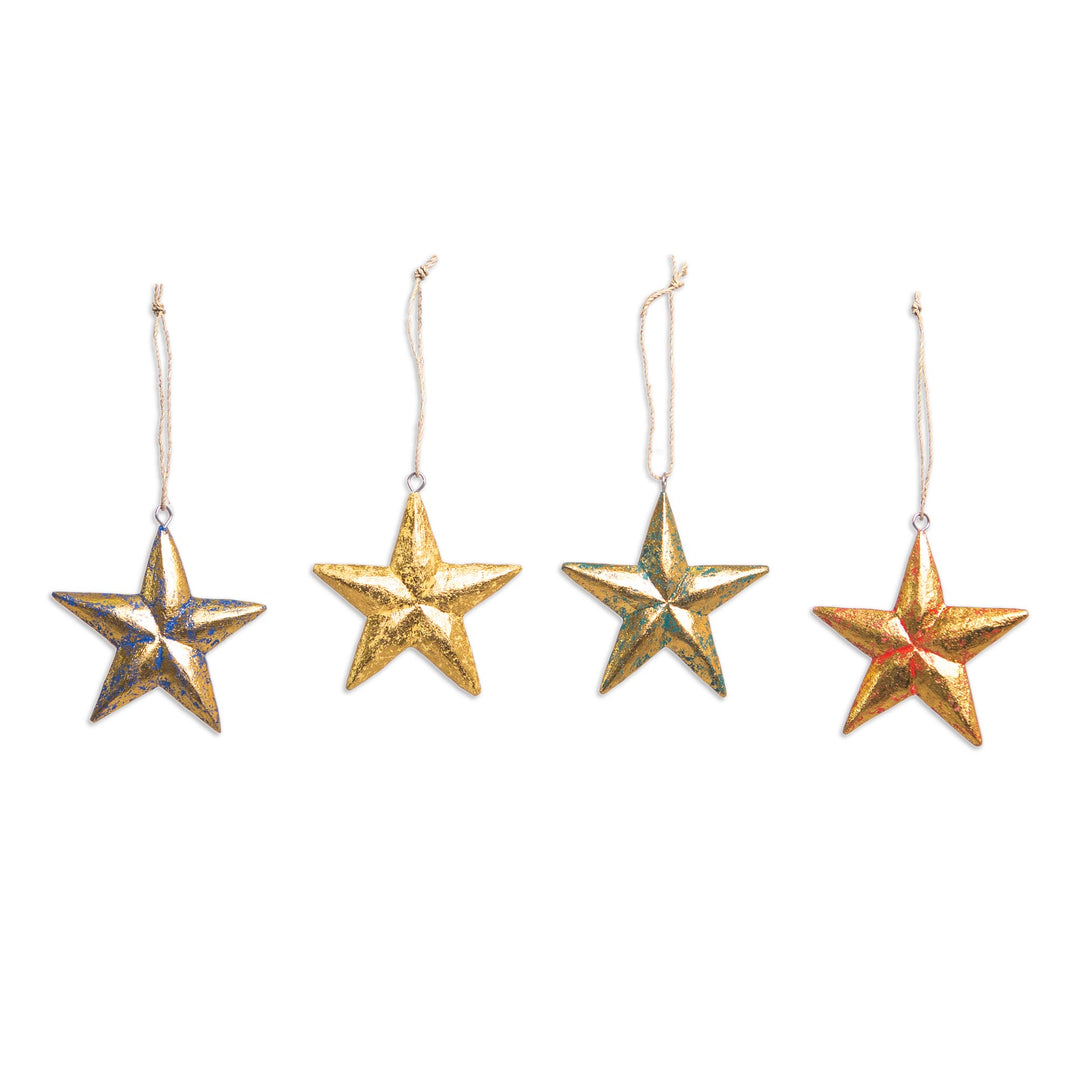 Hand Carved Star-Motif Holiday Ornaments (Set of 4) - Seeing Stars