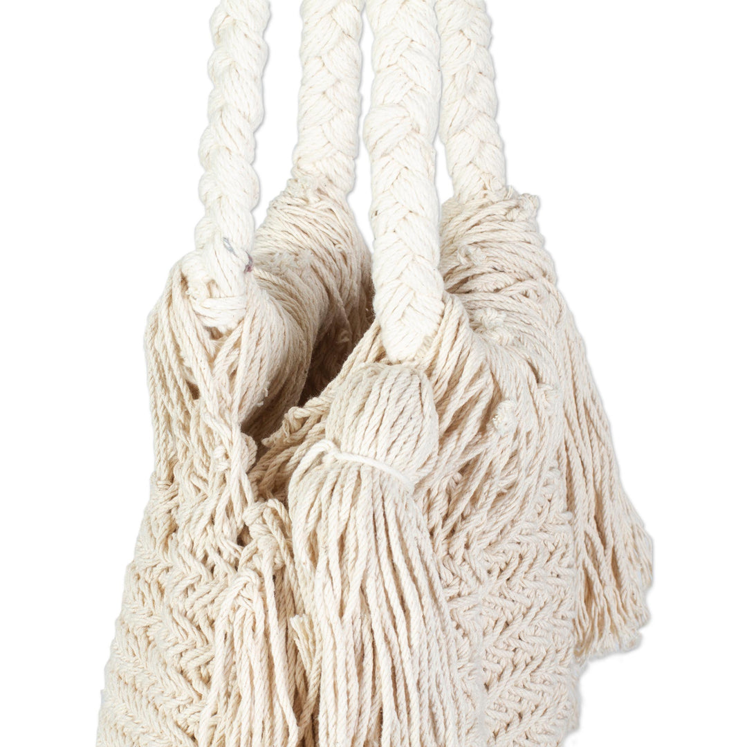 Macrame Cotton Shoulder Bag - Terra Fria in Ivory