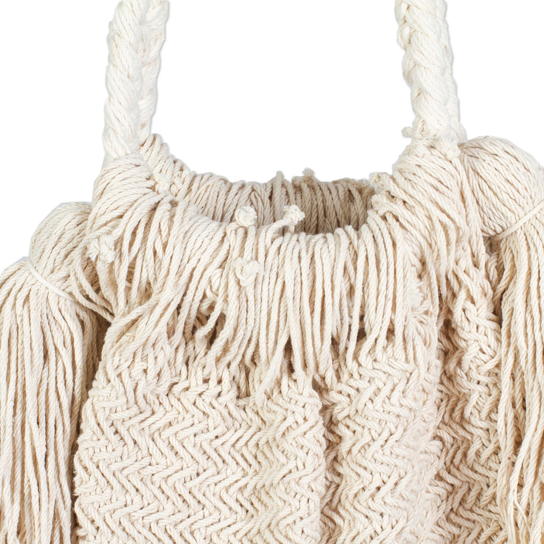 Macrame Cotton Shoulder Bag - Terra Fria in Ivory