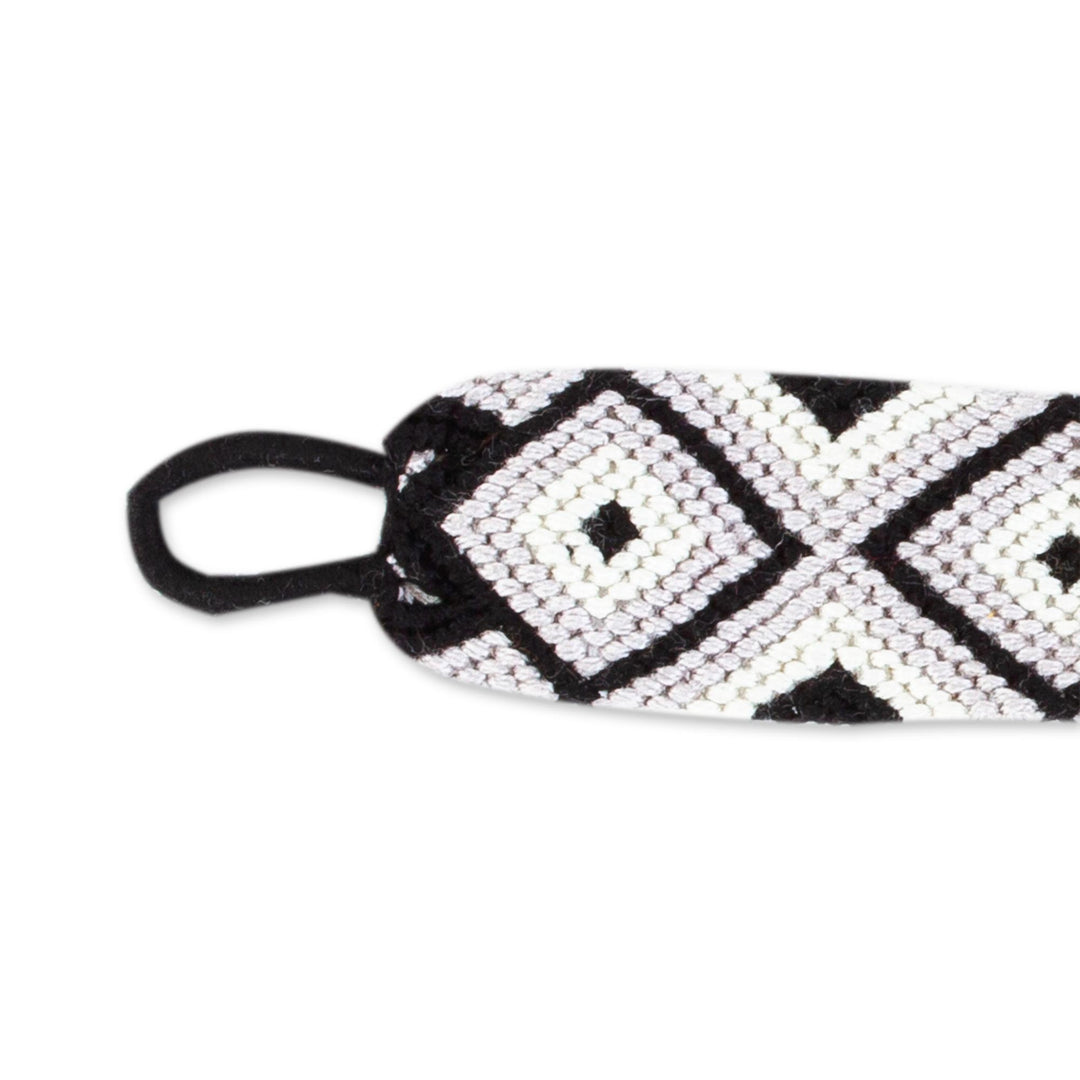 Grey and Black 100% Cotton Macrame Bracelet from Chiapas - Emerging Diamonds