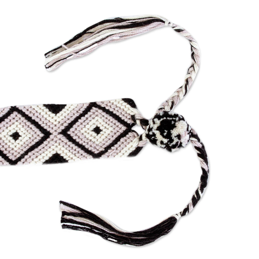Grey and Black 100% Cotton Macrame Bracelet from Chiapas - Emerging Diamonds