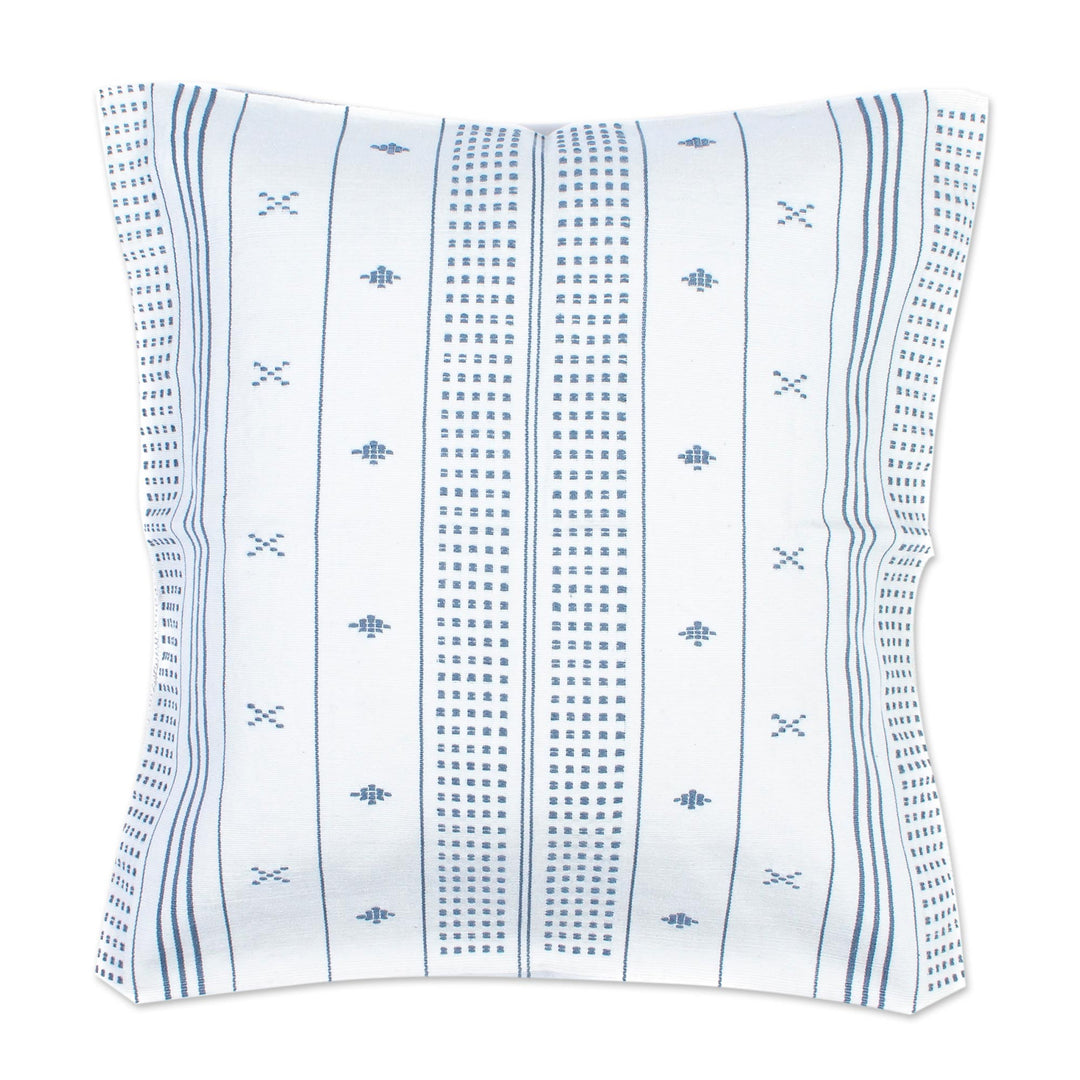 Smoky Grey on White Cushion Cover from Chiapas - Smoky Cloud