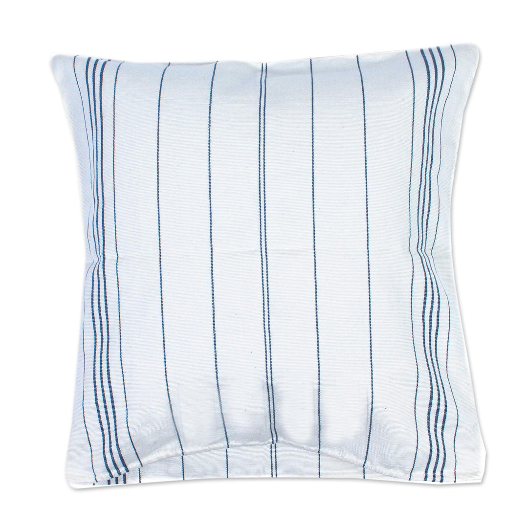 Smoky Grey on White Cushion Cover from Chiapas - Smoky Cloud