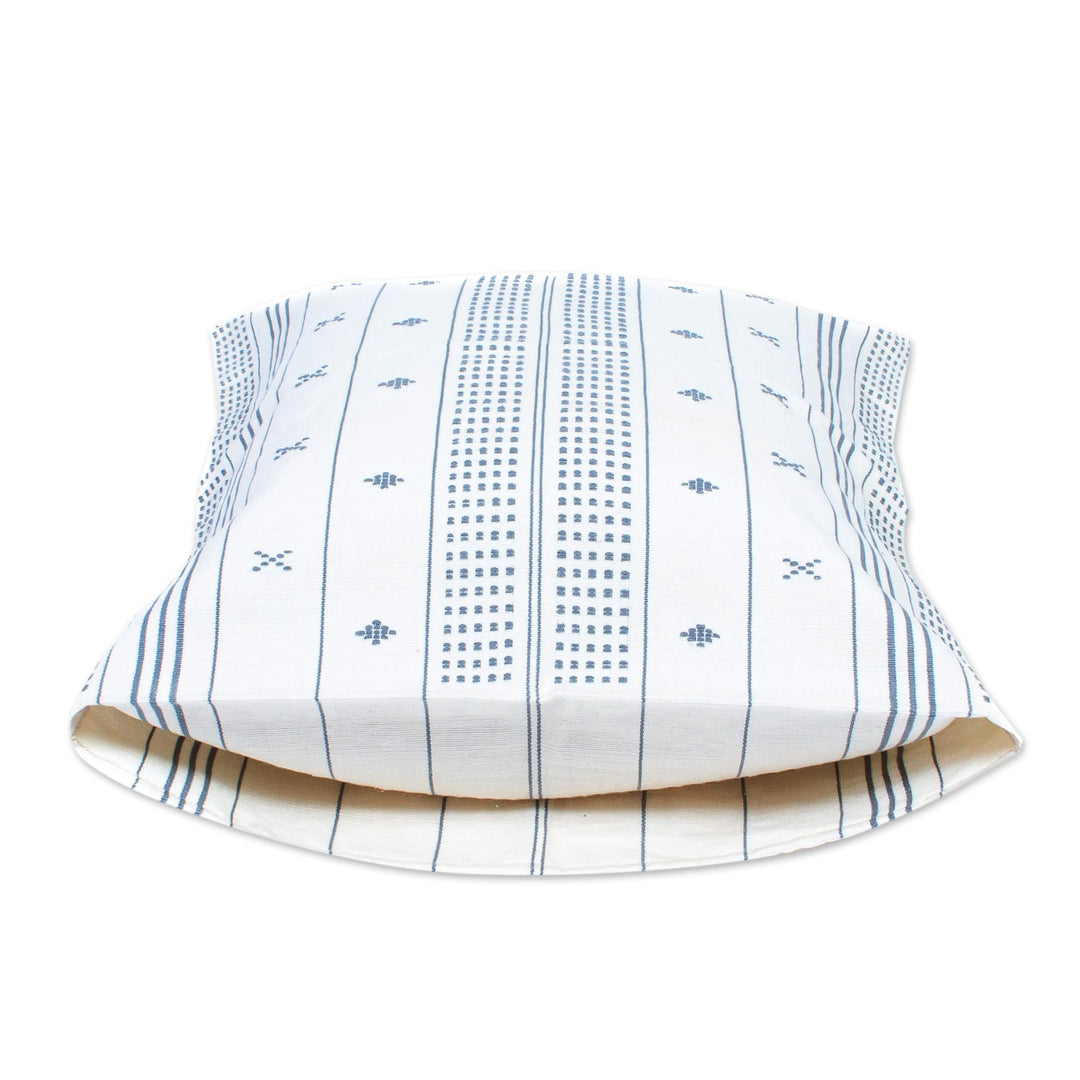Smoky Grey on White Cushion Cover from Chiapas - Smoky Cloud