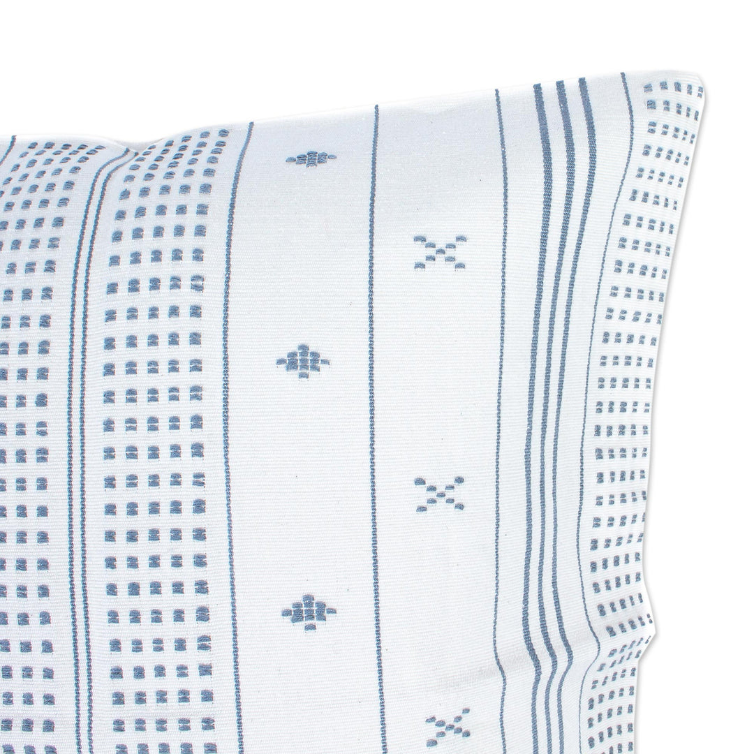 Smoky Grey on White Cushion Cover from Chiapas - Smoky Cloud