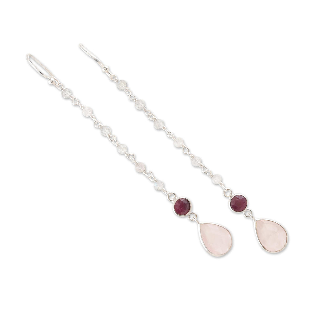 Garnet and Rose Quartz Dangle Earrings - Tow the Line