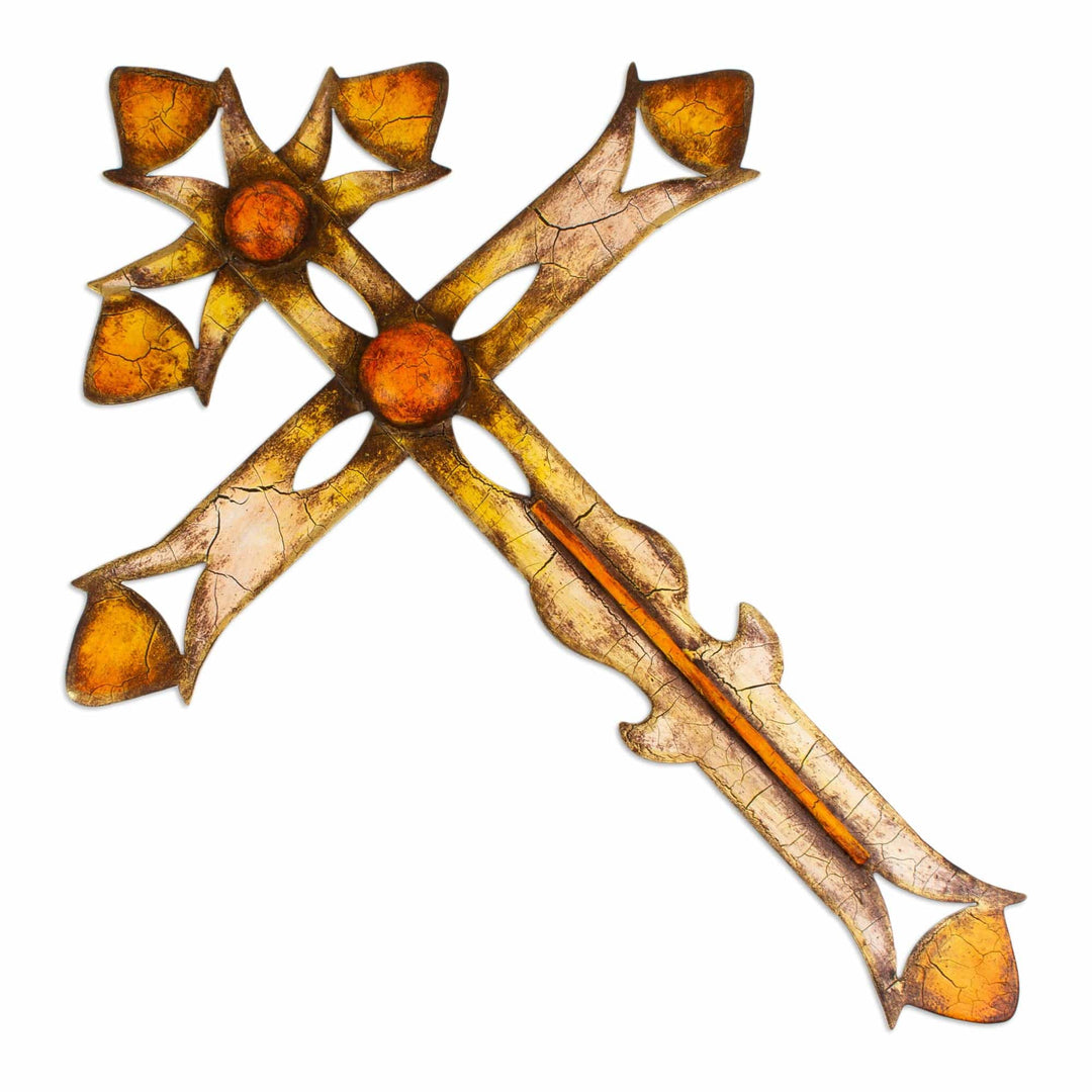 Steel Sheet  Double Barred Cross with Solar Design - Solar Cross