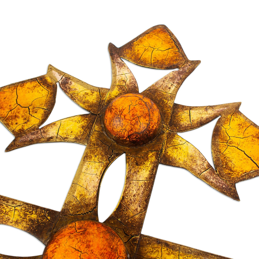 Steel Sheet  Double Barred Cross with Solar Design - Solar Cross