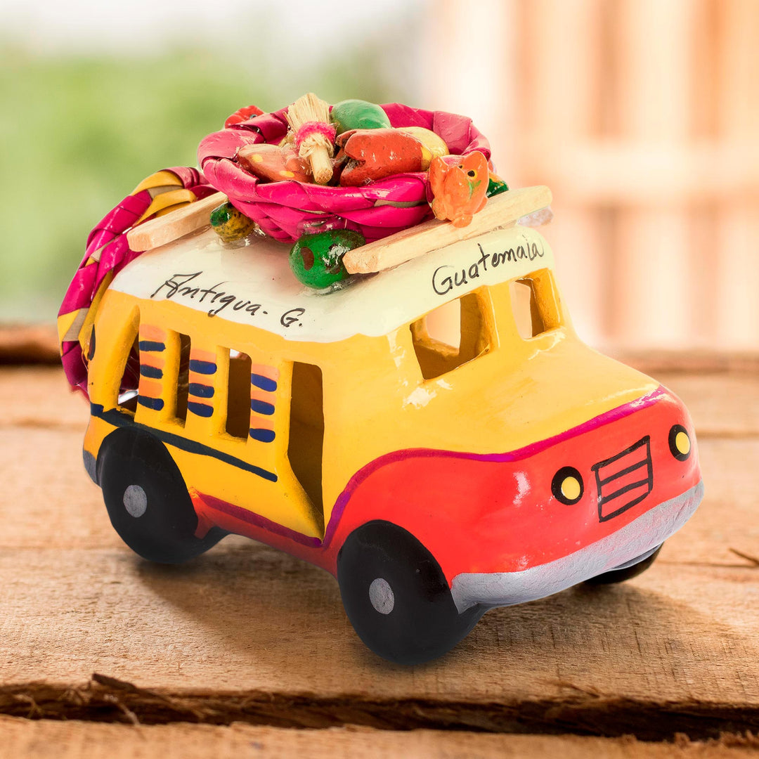Red and Yellow Old Time Bus