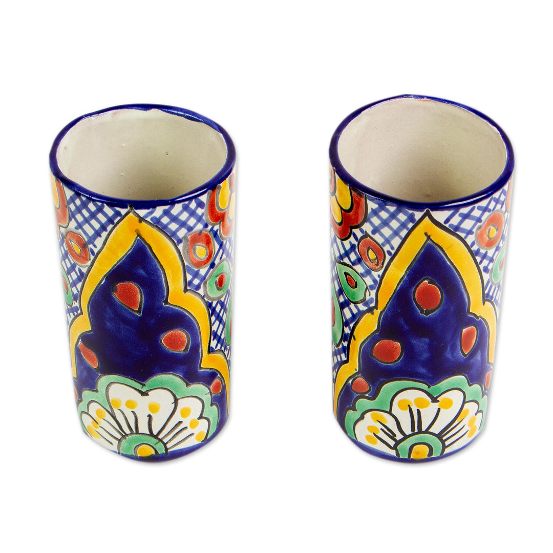 Talavera-Style Ceramic Tumblers (Pair) - Hidalgo Fiesta