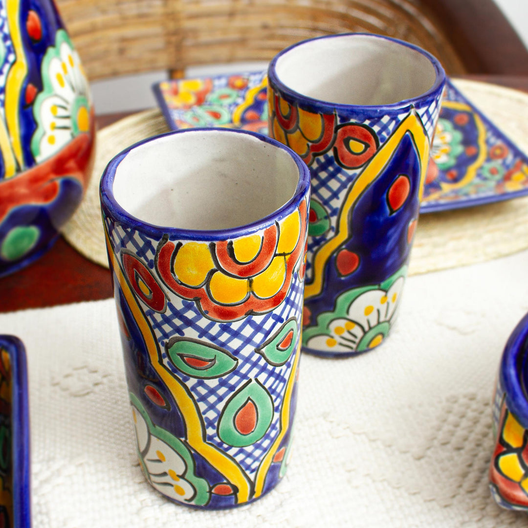 Talavera-Style Ceramic Tumblers (Pair) - Hidalgo Fiesta