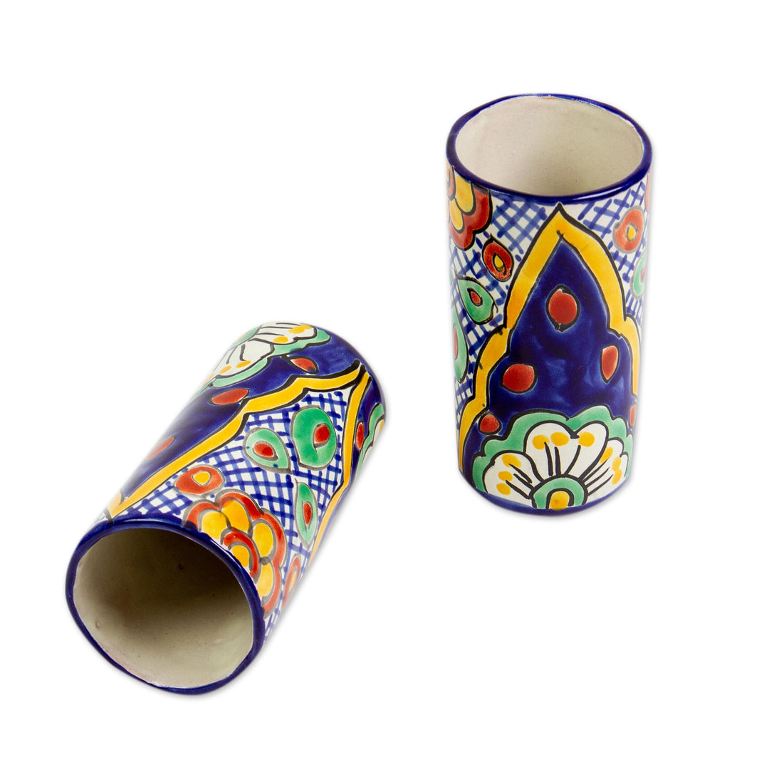 Talavera-Style Ceramic Tumblers (Pair) - Hidalgo Fiesta