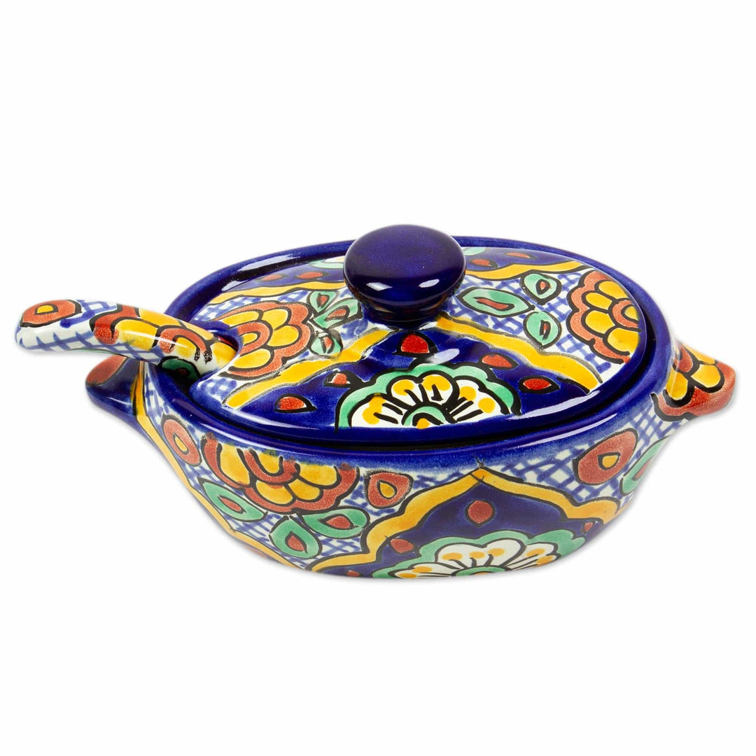 Artisan Crafted Salsa Bowl and Spoon - Hidalgo Fiesta