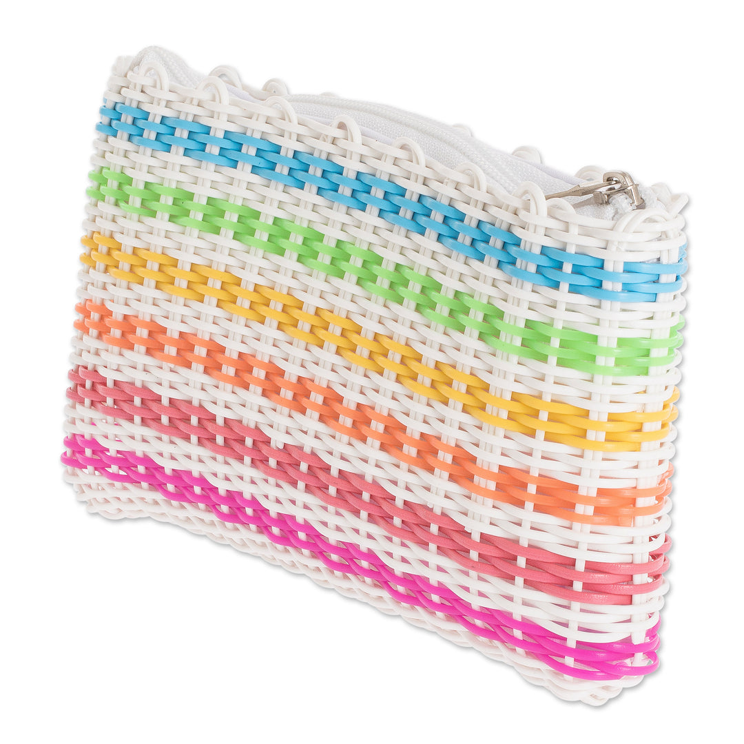 Handwoven Rainbow Colored Cosmetic Clutch Made - Revived Rainbow
