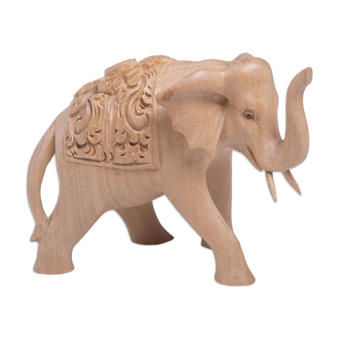 Hand Carved Wood Elephant Statuette - Fortunate One