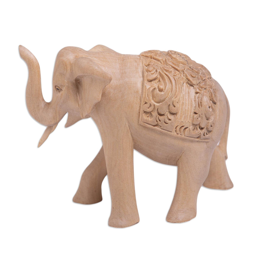 Hand Carved Wood Elephant Statuette - Fortunate One