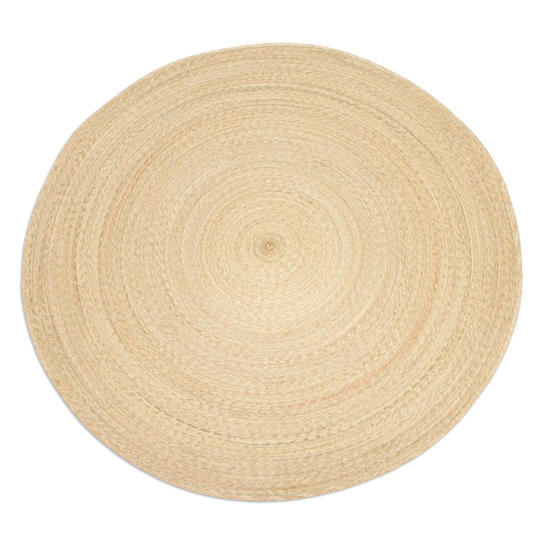 Double Layer Braided Palm Frond Accent Mat from Mexico - Double Braided Circles