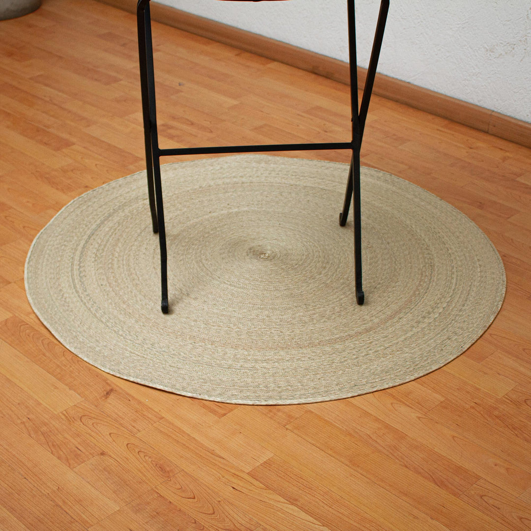 Double Layer Braided Palm Frond Accent Mat from Mexico - Double Braided Circles