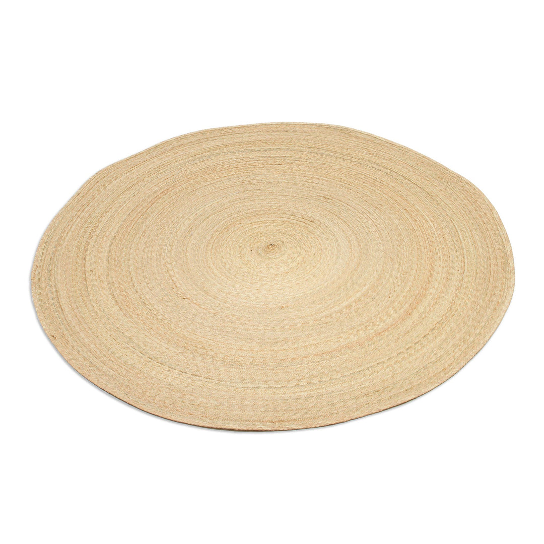 Double Layer Braided Palm Frond Accent Mat from Mexico - Double Braided Circles