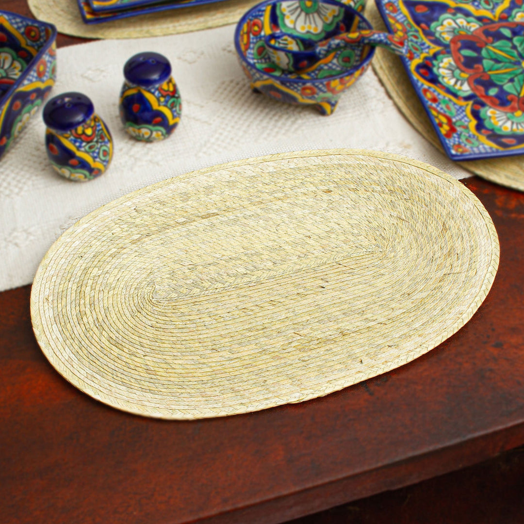 Natural Palm Fiber Braided Place Mats from Mexico - Supper at the Beach