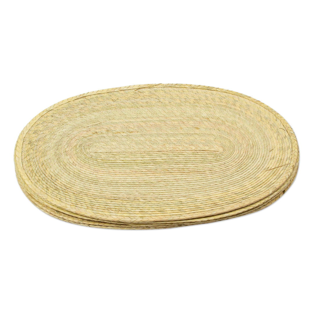 Natural Palm Fiber Braided Place Mats from Mexico - Supper at the Beach